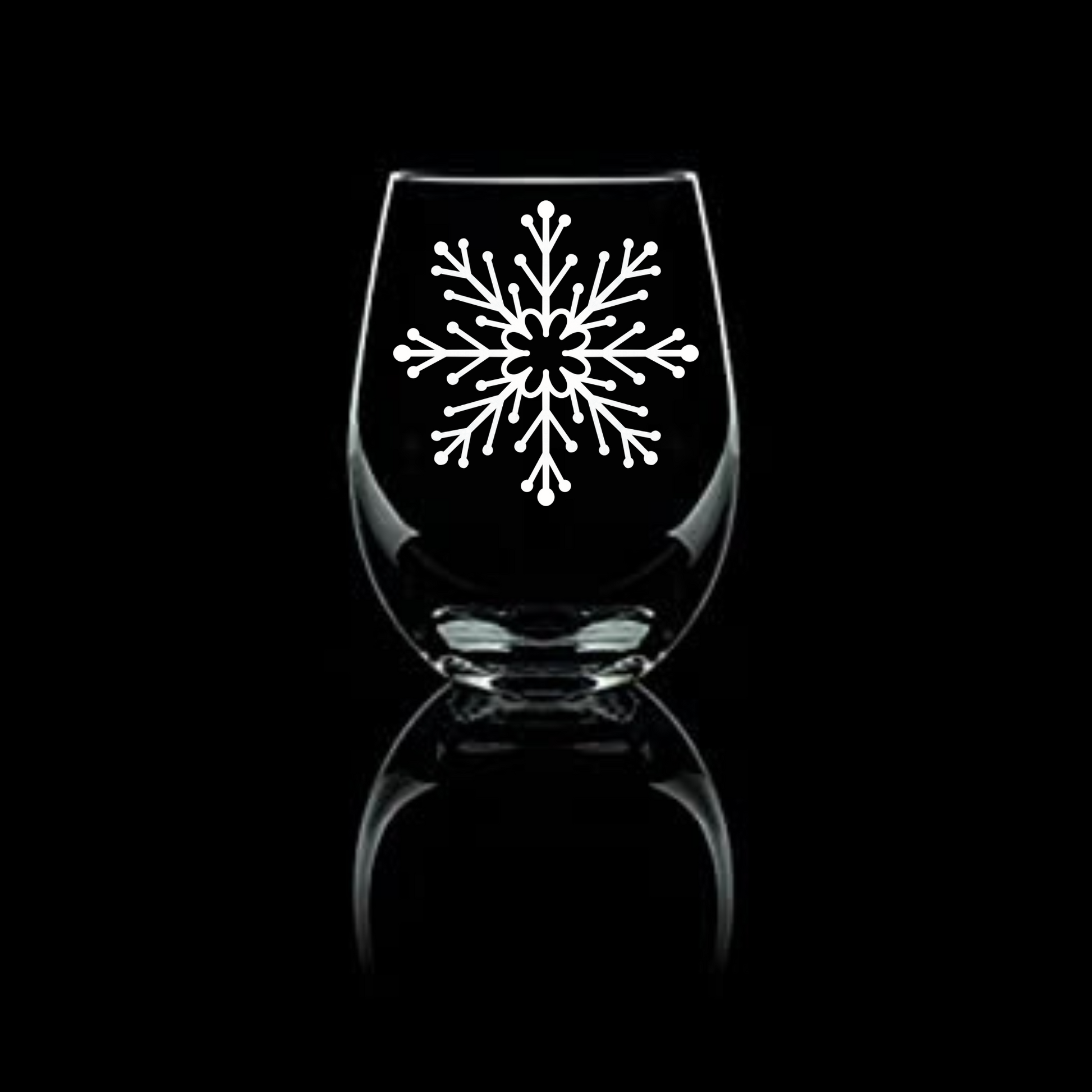 Queen's Whirl Etched Stemless Wine Glass 20.5oz | Snowflake Wine Glasses - Expressive DeZien 