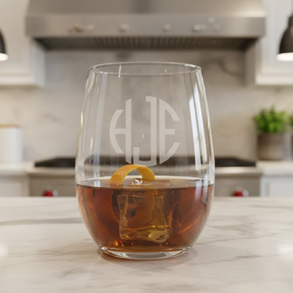 Custom Engraved 20.5oz Stemless Wine Glass - Personalized Wedding or Anniversary Gift
