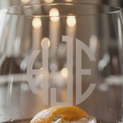 Custom Engraved 20.5oz Stemless Wine Glass - Personalized Wedding or Anniversary Gift