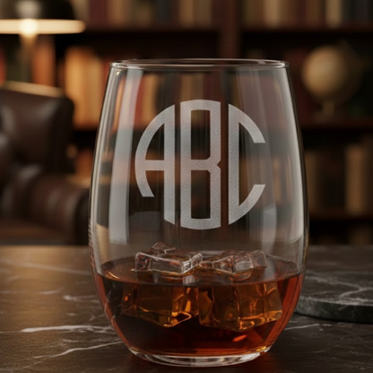 Custom Engraved 20.5oz Stemless Wine Glass - Personalized Wedding or Anniversary Gift
