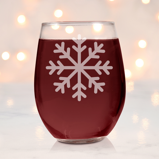Winter's Whisper Etched Stemless Wine Glass 20.5oz | Snowflake Wine Glasses - Expressive DeZien 