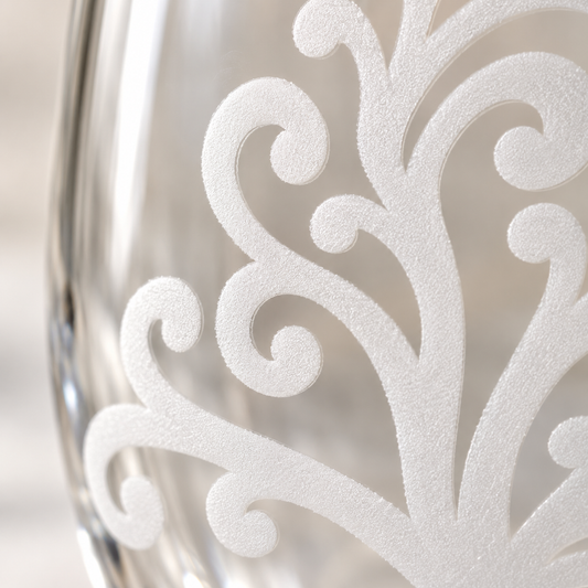 Frosted Christmas Tree Etched Stemless Wine Glass | 20.5 oz