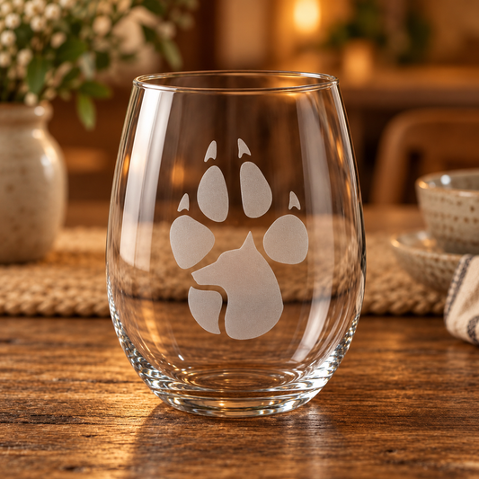 Etched Stemless Wine Glass 20.5oz | Wolf Within
