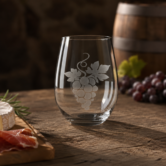 Grapes Etched Stemless Wine Glass | 20.5 oz