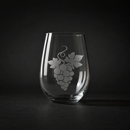 Grapes Etched Stemless Wine Glass | 20.5 oz