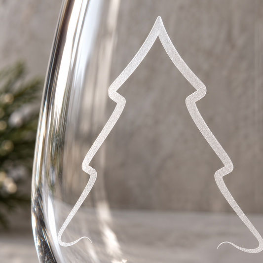 Simple Christmas Tree Etched Stemless Wine Glass | 20.5 oz