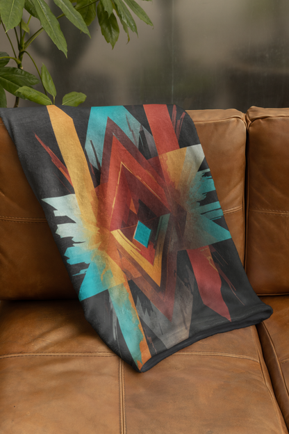 Cozy Plush Fleece Blanket - 30x40 - Turquoise & Sunset Horizon Design