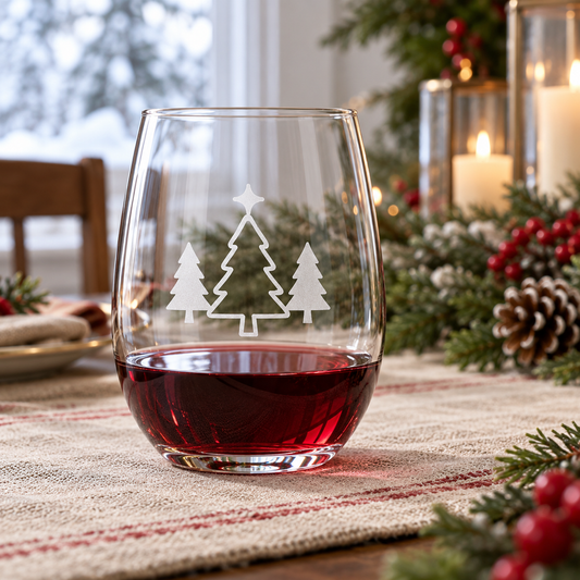Winter Forest Etched Stemless Wine Glass | 20.5 oz