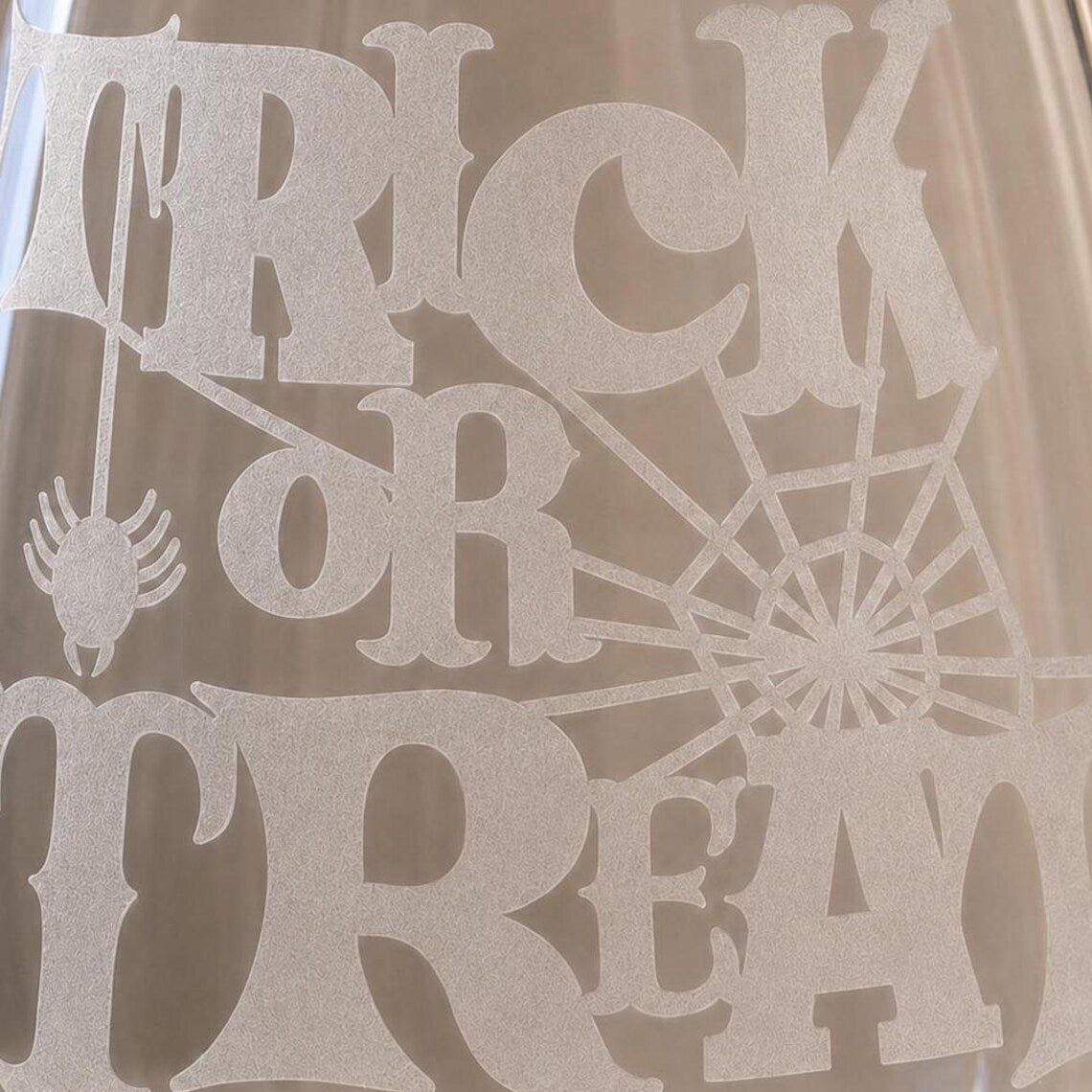 Etched Stemless Wine Glass 20.5 oz | Trick or Treat | Deep Sandblasted Glass | Expressive DeZien