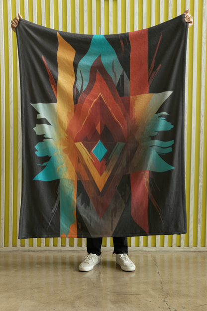 Cozy Plush Fleece Blanket - 30x40 - Turquoise & Sunset Horizon Design