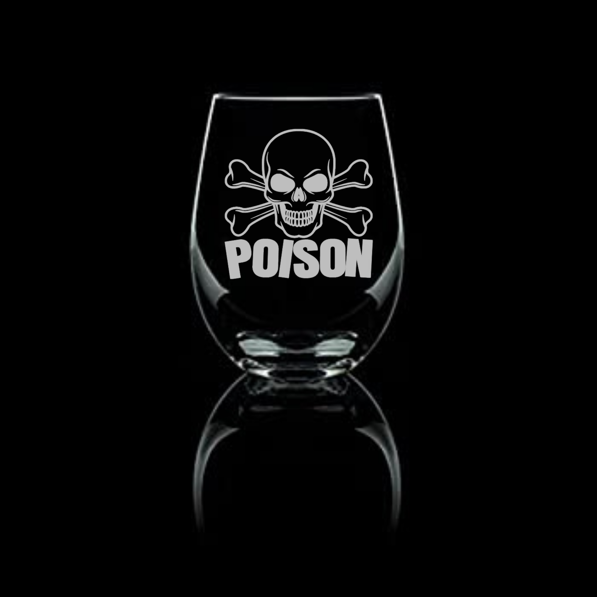Halloween Cross Bones and Poison Etched Stemless Wine Glass 20.5oz - Expressive DeZien 