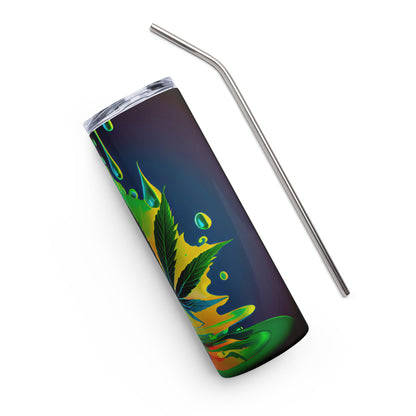 20oz Stainless Steel Skinny Tumbler Abstract Psychedelic Cannabis - Expressive DeZien 