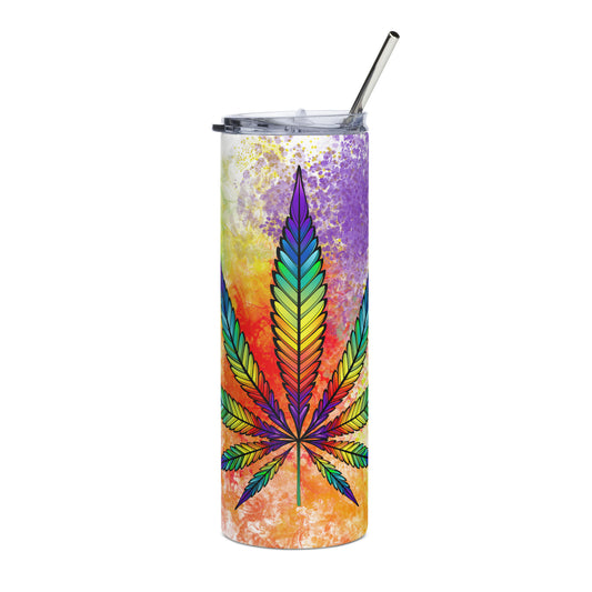 20oz Stainless Steel Skinny Tumbler Rainbow High Cannabis Kaleidoscope - Expressive DeZien 