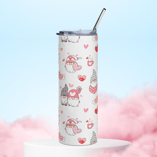 Valentine Gnomie Love 20 oz Skinny Tumbler - Expressive DeZien 