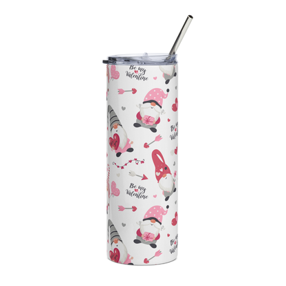 Be My Valentine Gnome 20 oz Skinny Tumbler – Your Stylish Sip of Love! - Expressive DeZien 