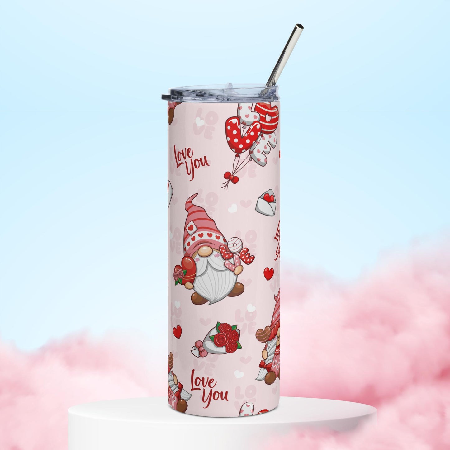 Gnome Love You 20 oz Skinny Tumbler – Sip with Whimsical Affection! - Expressive DeZien 