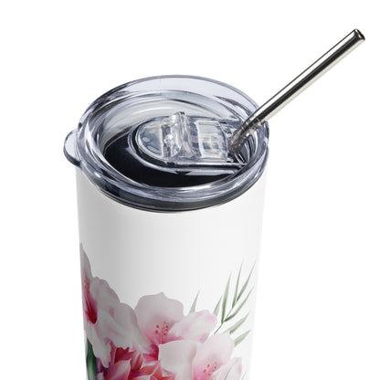 20oz Stainless Steel Skinny Tumbler Hummingbird and Protea Flower - Expressive DeZien 