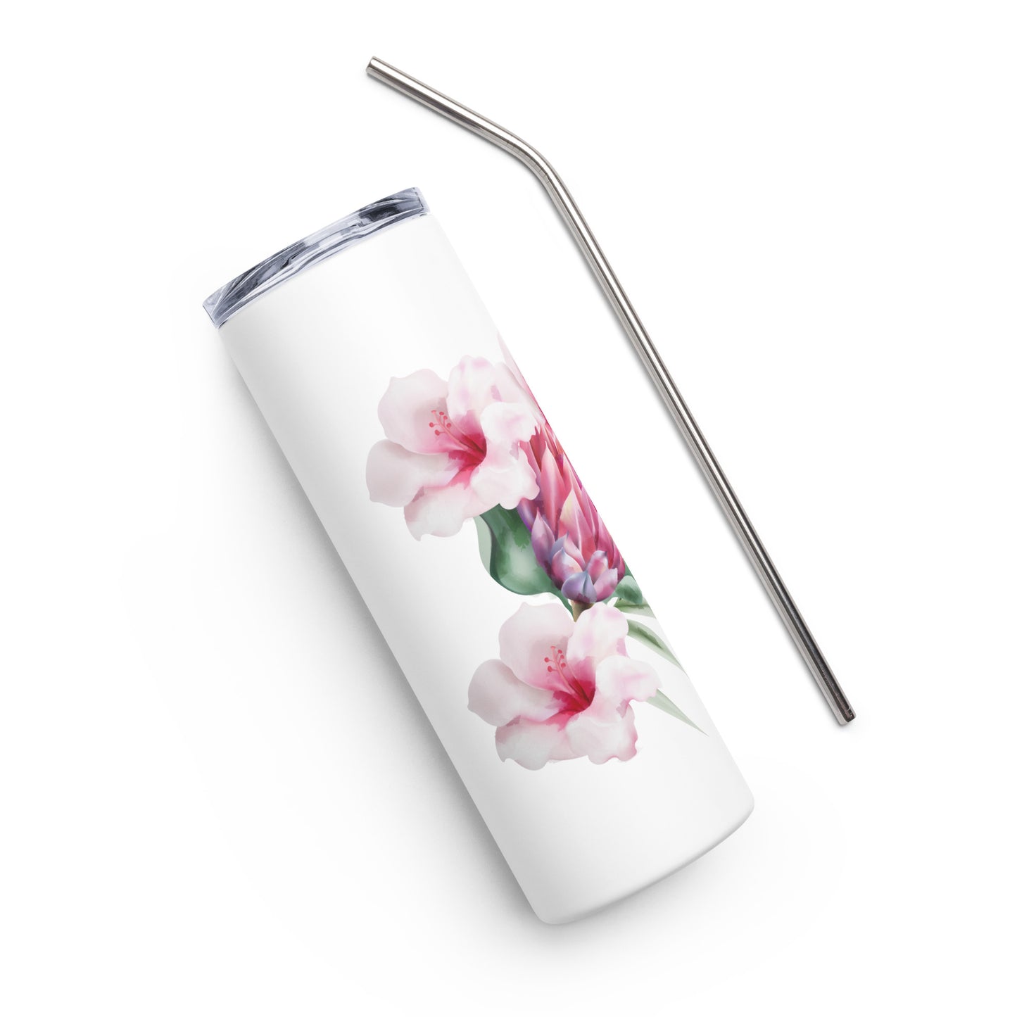 20oz Stainless Steel Skinny Tumbler Hummingbird and Protea Flower - Expressive DeZien 