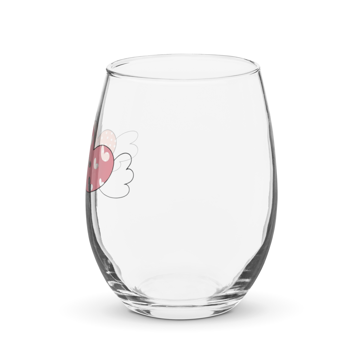 Fluttering Hearts Valentine's Stemless Wine Glass – Lovey Dovey Gnomies Collection - Expressive DeZien 