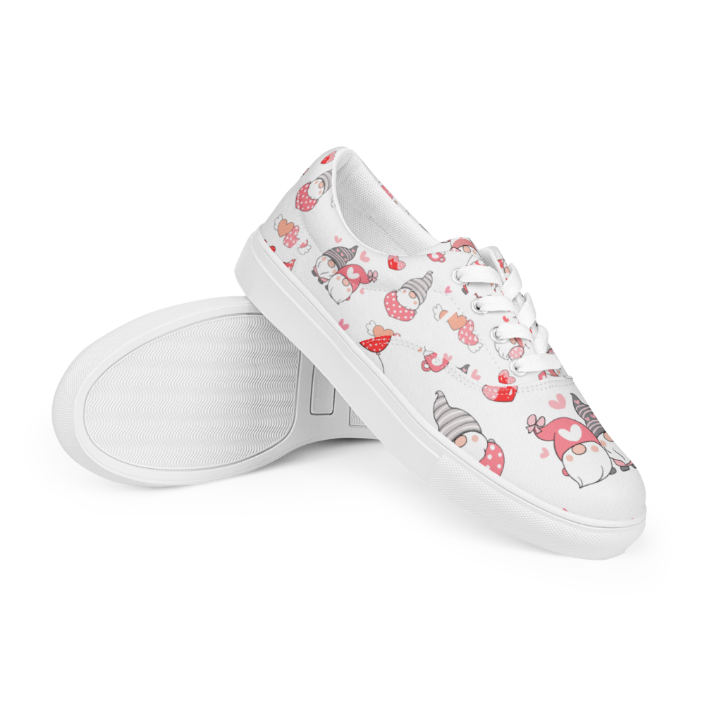 Valentine Gnomie Love Women’s Lace-up Canvas Shoes - Expressive DeZien 
