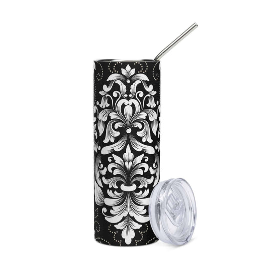 Black Floral Stainless steel tumbler - Expressive DeZien 