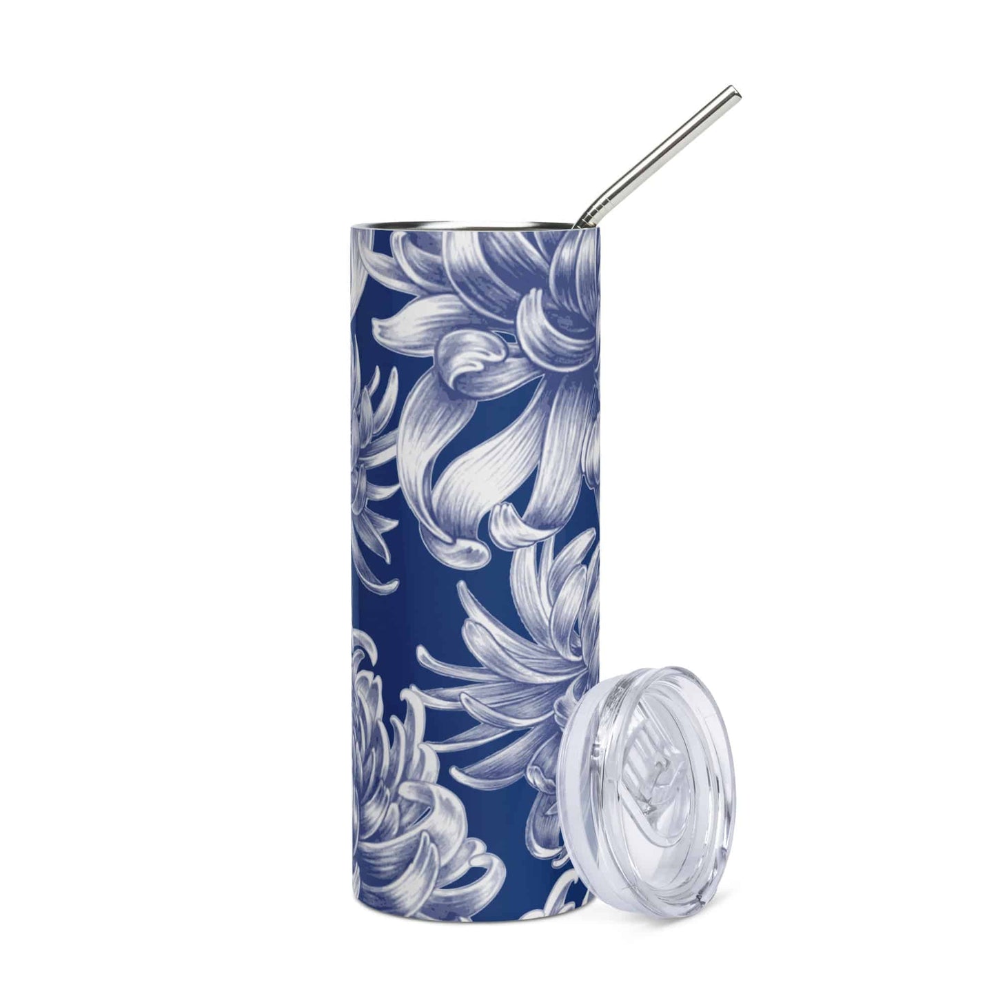 Floral blue Stainless steel tumbler - Expressive DeZien 