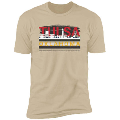 Tulsa, Oklahoma: Premium Short Sleeve T-Shirt Featuring City Colors - Expressive DeZien 