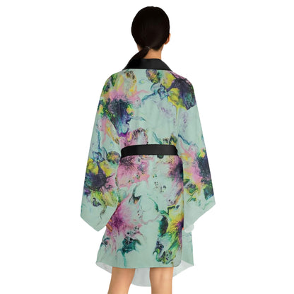 Long Sleeve Kimono Robe Watercolor Delight Original Artwork by apb_funkylittlethings - Expressive DeZien 