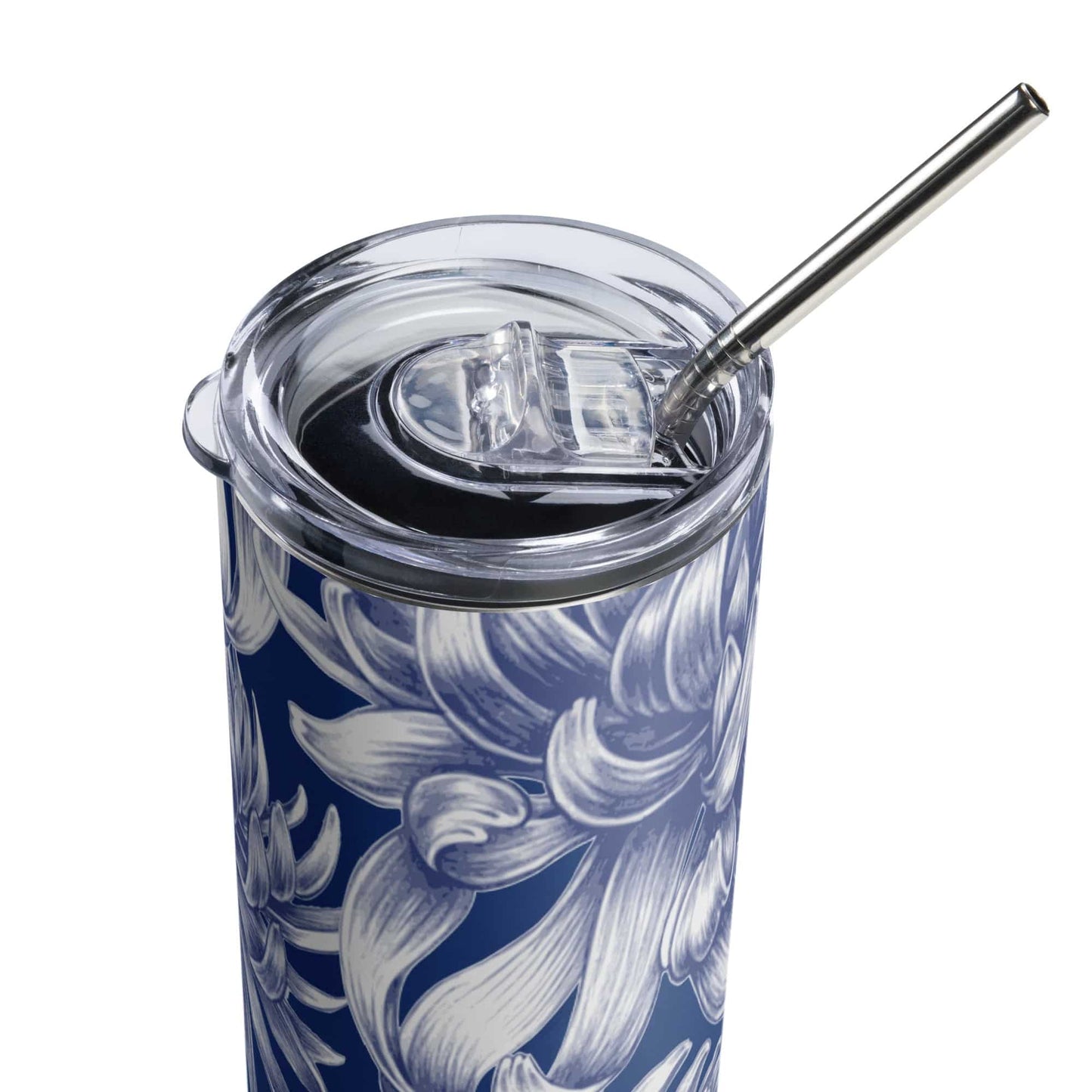 Floral blue Stainless steel tumbler - Expressive DeZien 