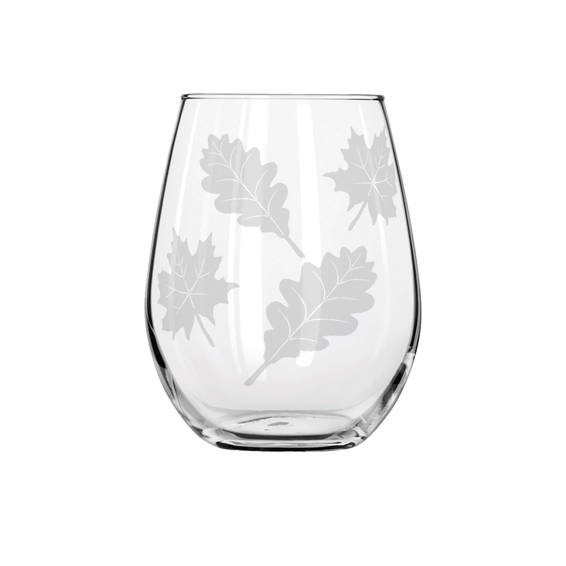 Fall Leaves Etched Stemless Wine Glass 20.5oz - Expressive DeZien 