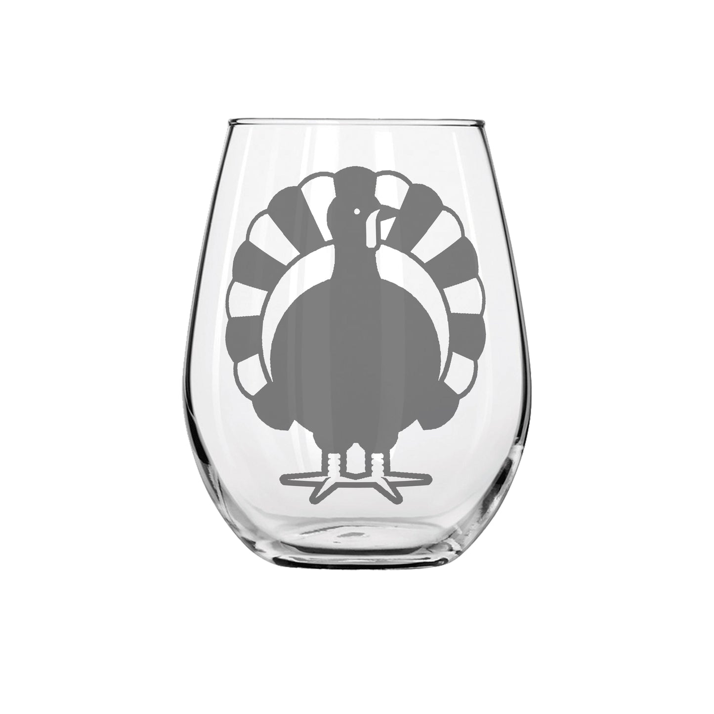 Turkey Sandblast Etched Stemless Wine Glass 20.5oz - Expressive DeZien 