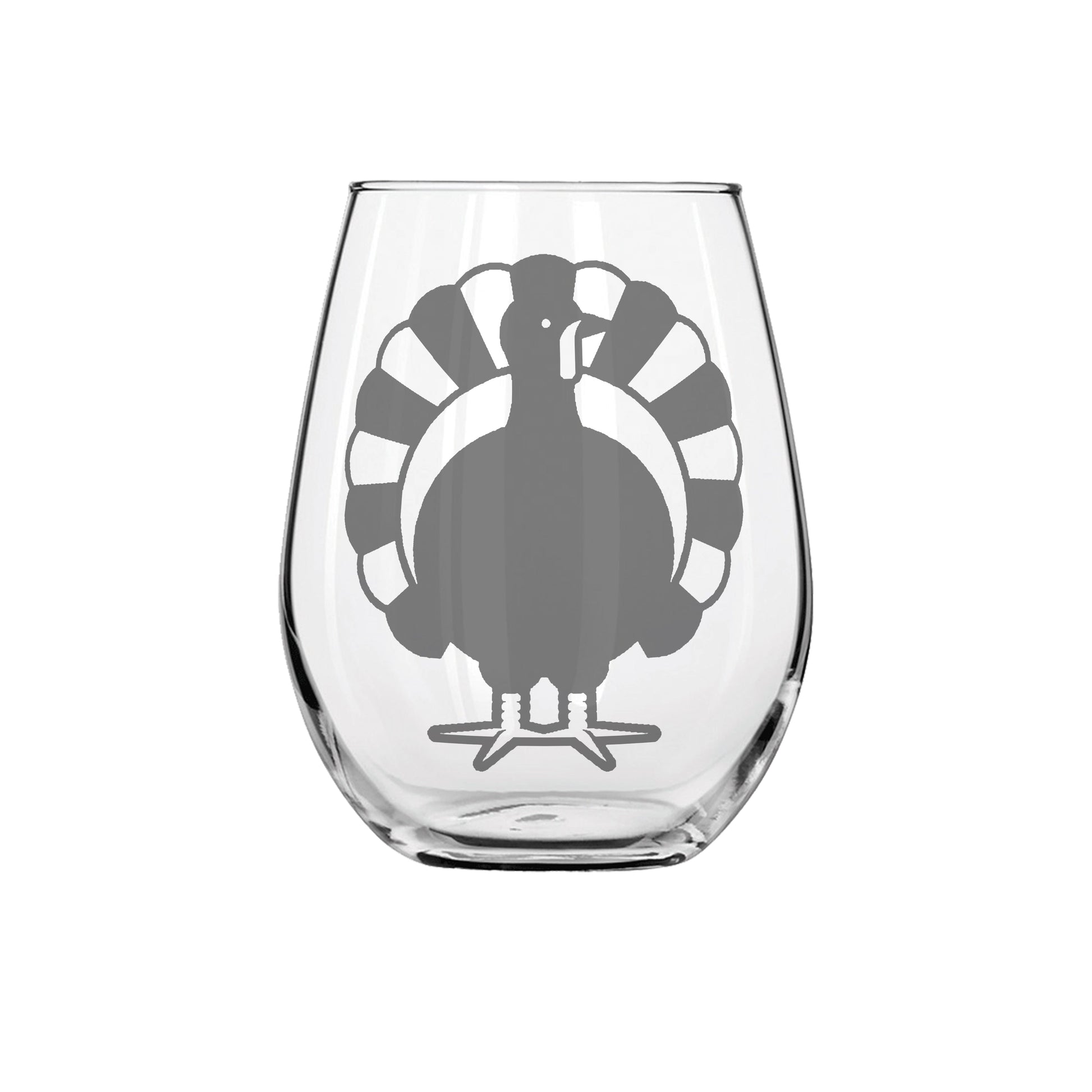 Turkey Sandblast Etched Stemless Wine Glass 20.5oz - Expressive DeZien 