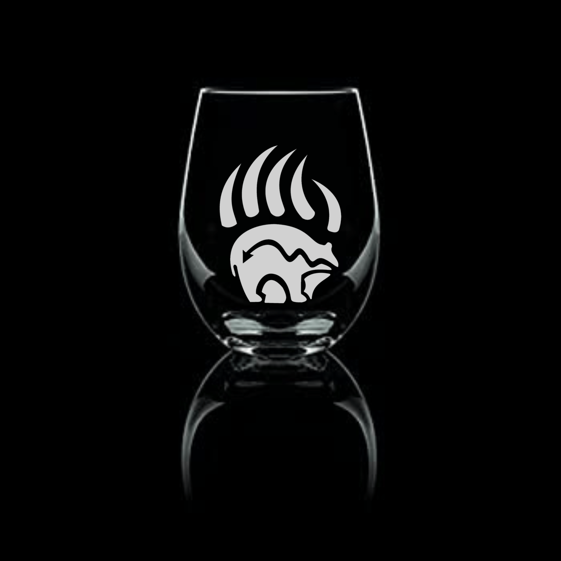 Etched Bear Claw Stemless Wine Glass 20.5oz - Expressive DeZien 