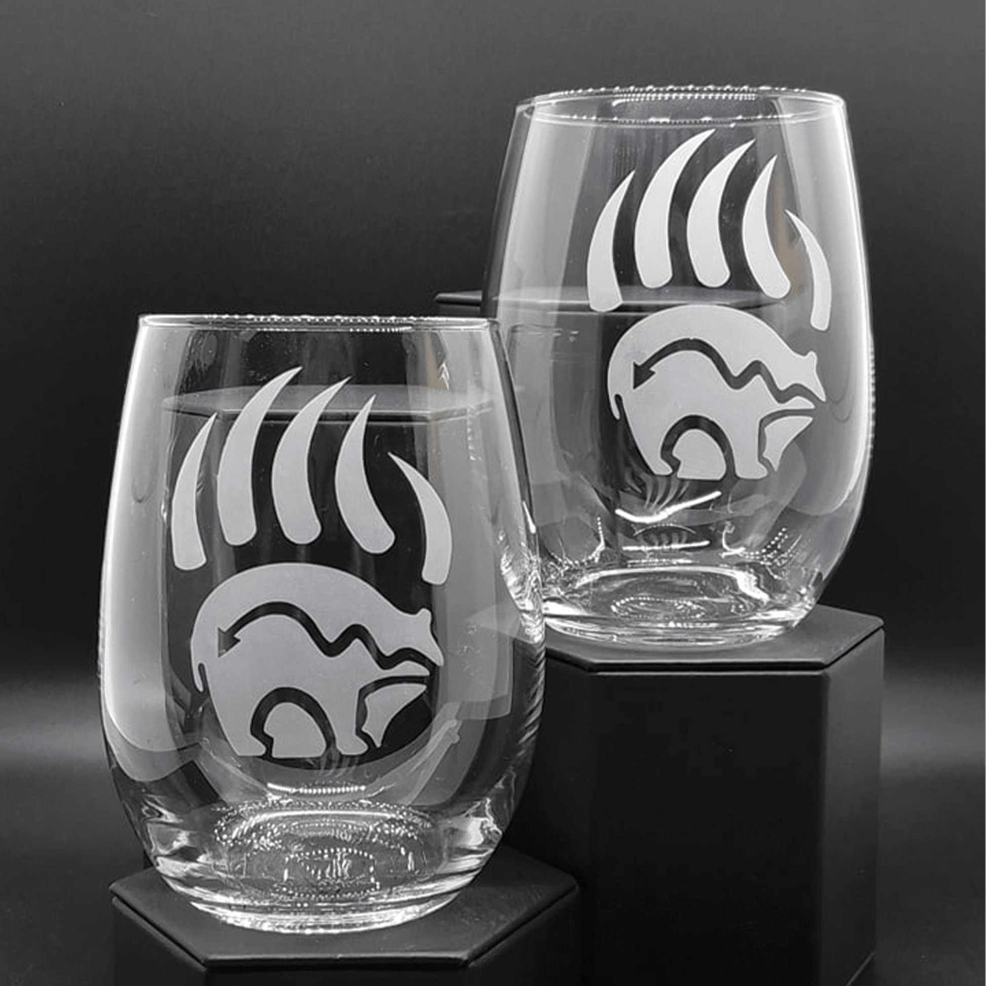 Etched Bear Claw Stemless Wine Glass 20.5oz - Expressive DeZien 