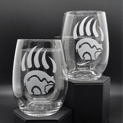 Etched Bear Claw Stemless Wine Glass 20.5oz - Expressive DeZien 
