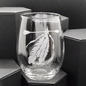 Two Feathers Sandblast Etched Stemless Wine Glass, 20.5oz - Unique Handmade Glassware - Expressive DeZien 