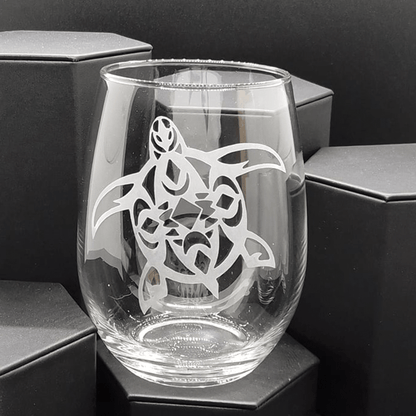 Turtle 20.5oz Sandblast Etched Stemless Wine Glass - Expressive DeZien 