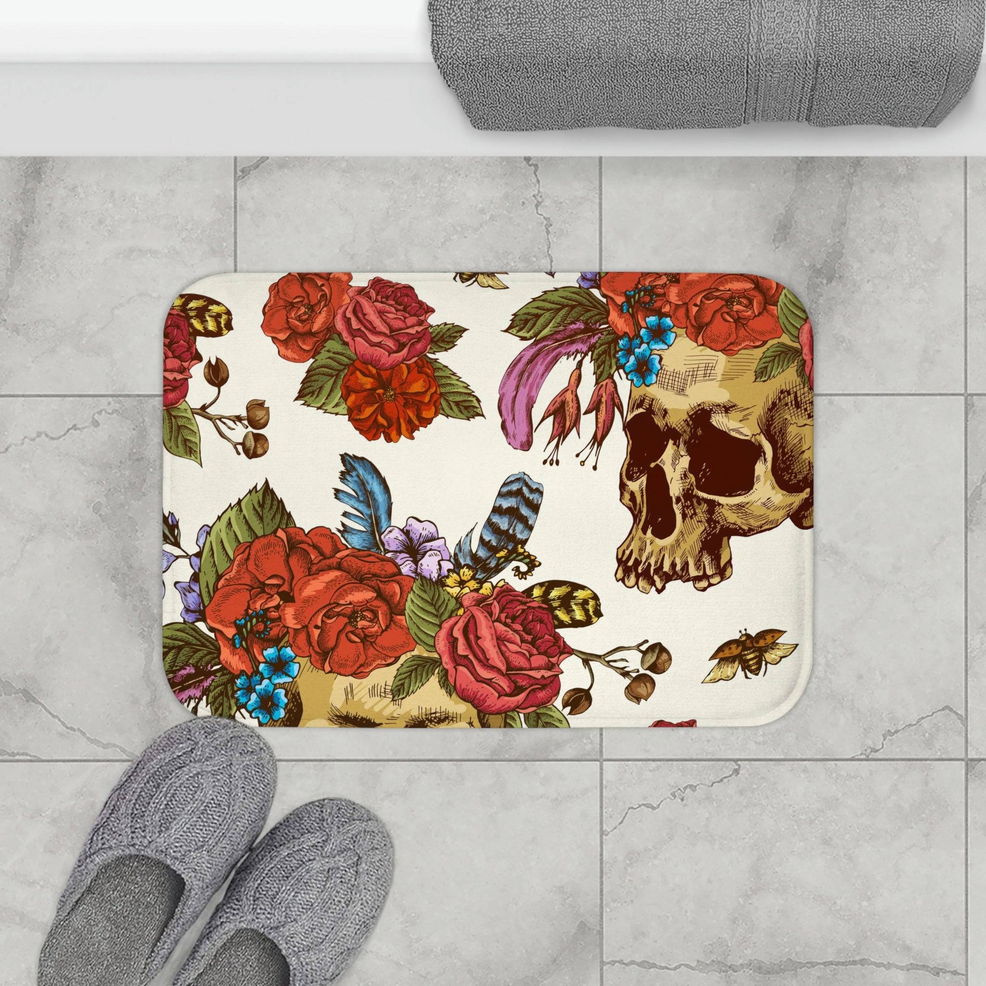 Rosie Skull Anti-Slip Bath Mat - Expressive DeZien 