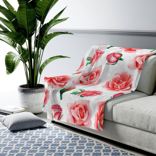 Coral Rose Velveteen Plush Blanket - Expressive DeZien 