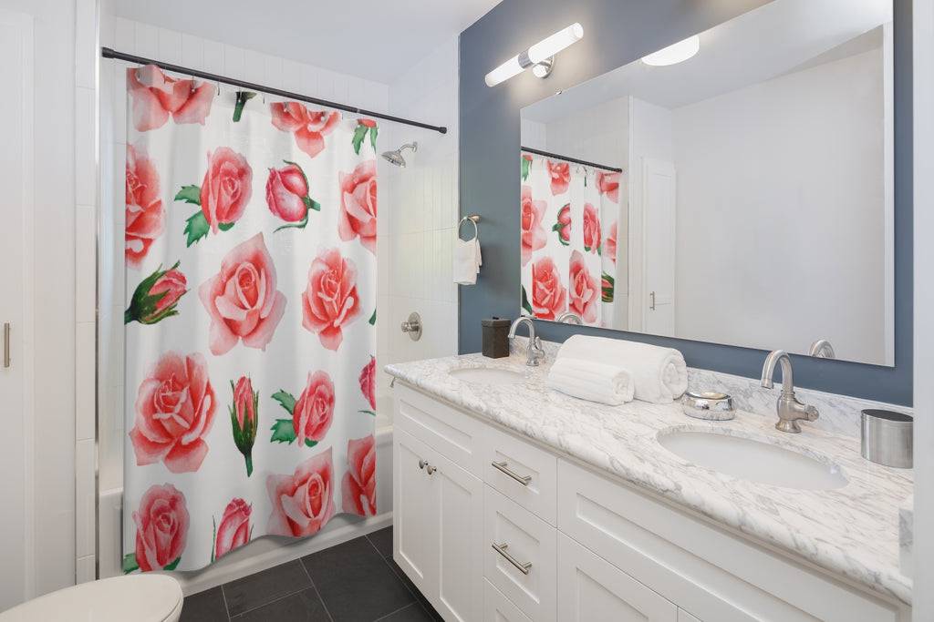Coral Rose Shower Curtain - Expressive DeZien 