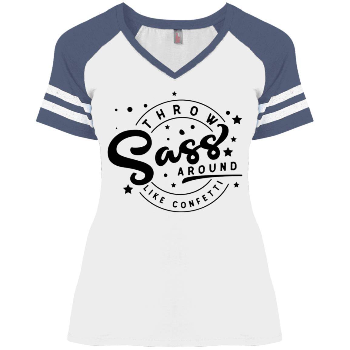 Sass Around Ladies' Game V-Neck T-Shirt - Expressive DeZien 