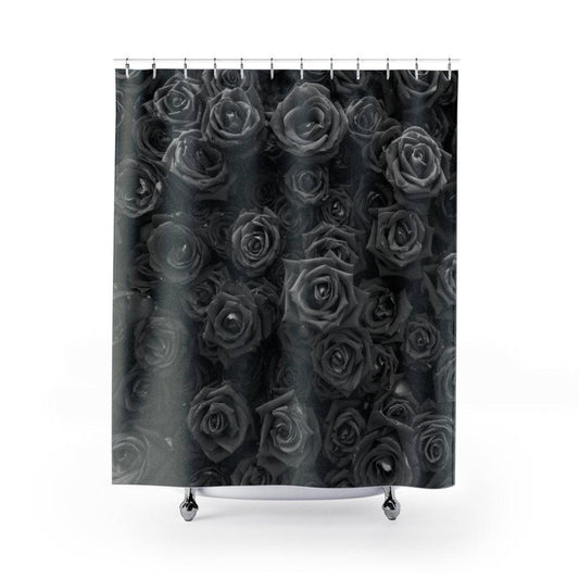 Black Monochrome Roses Shower Curtain - Expressive DeZien 