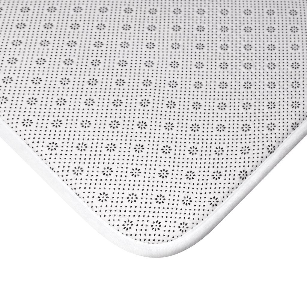 Monochrome Watercolor Flowers Bath Mat - Expressive DeZien 