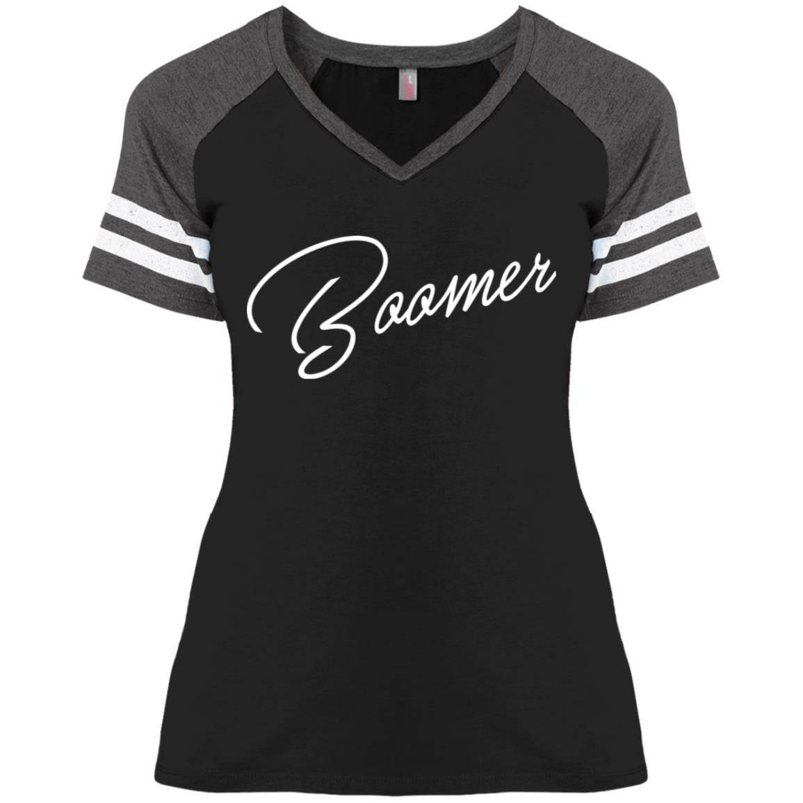 Boomer Ladies' Game V-Neck T-Shirt - Expressive DeZien 