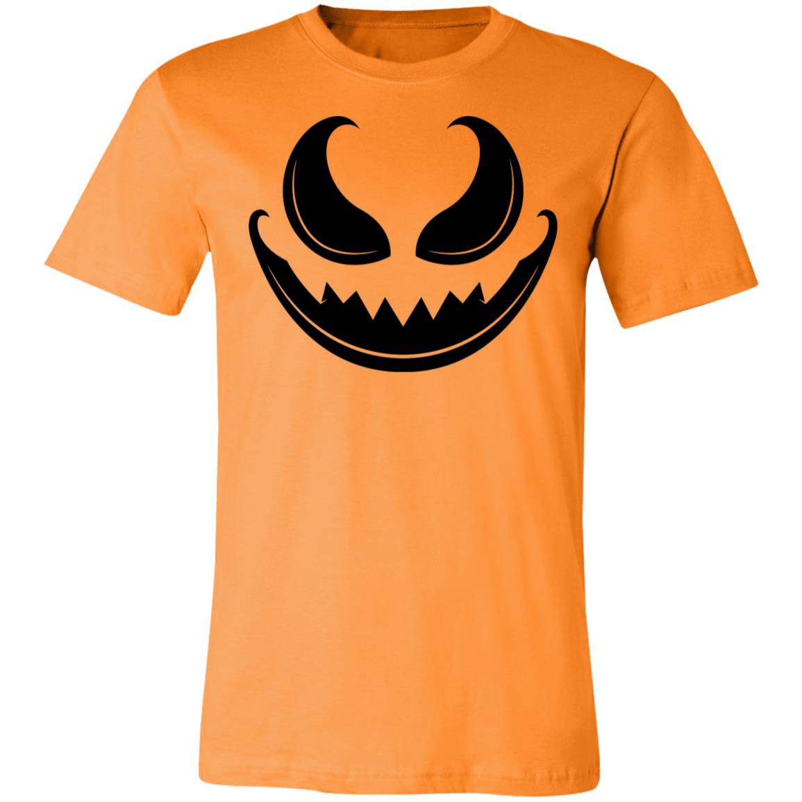 Wicked Grin Halloween Jack O Lantern T-Shirt Orange Pumpkin Costume for Men and Women Unisex Jersey Short-Sleeve T-Shirt - Expressive DeZien 