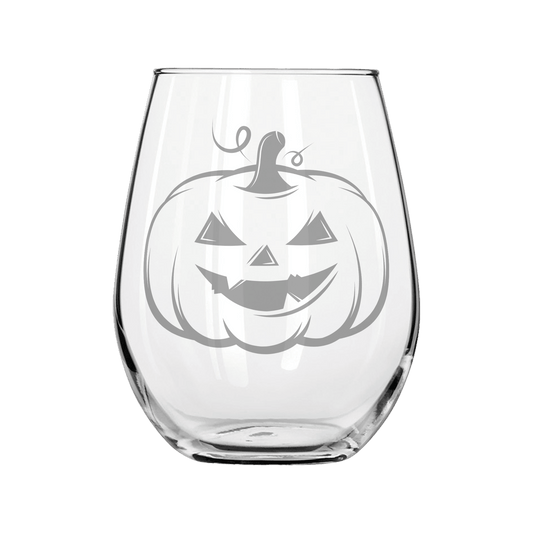 Pumpkin Etched Stemless Wine Glass 20.5oz - Expressive DeZien 
