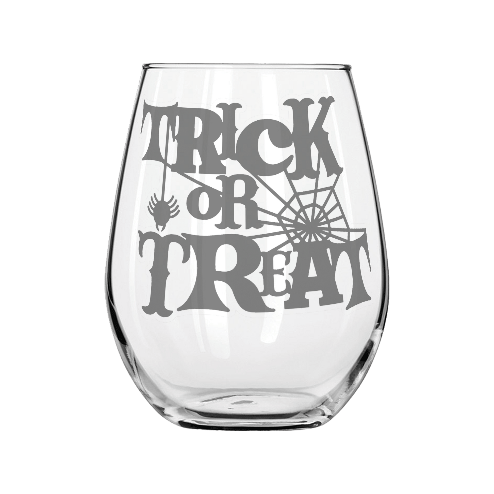 Trick or Treat Sandblast Etched Stemless Wine Glass 20.5oz - Expressive DeZien 