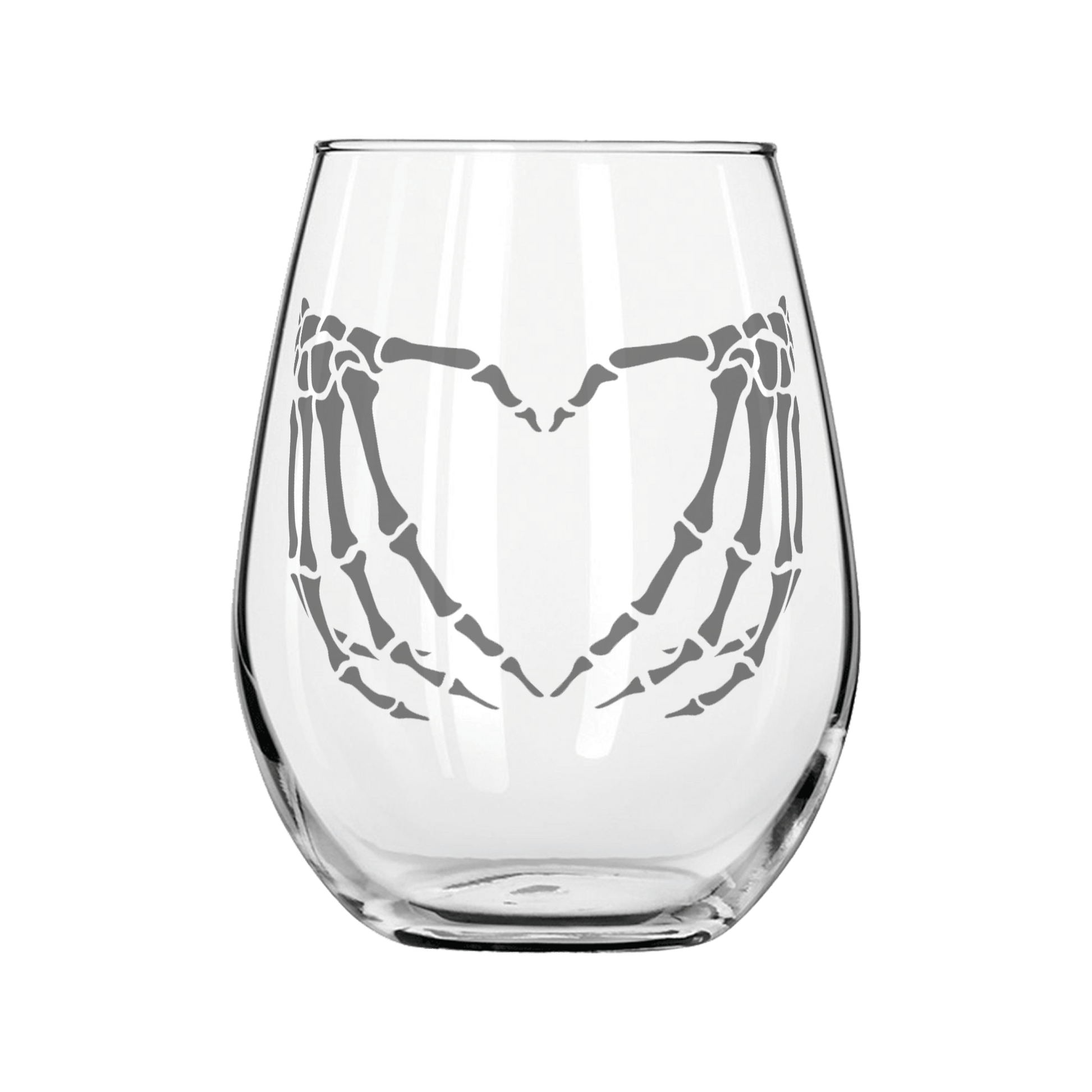 Skelton Love Sandblast Etched Stemless Wine Glass 20.5oz - Expressive DeZien 