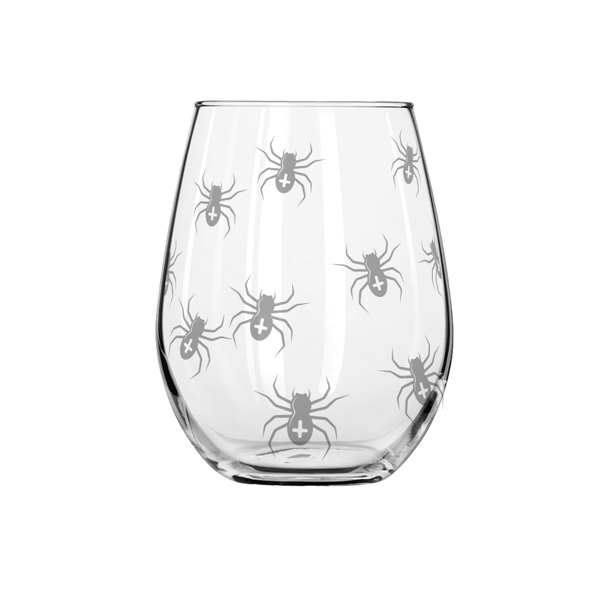 Spiders Spiders Creepy Spiders Sandblast Etched Stemless Wine Glass 20.5oz - Expressive DeZien 