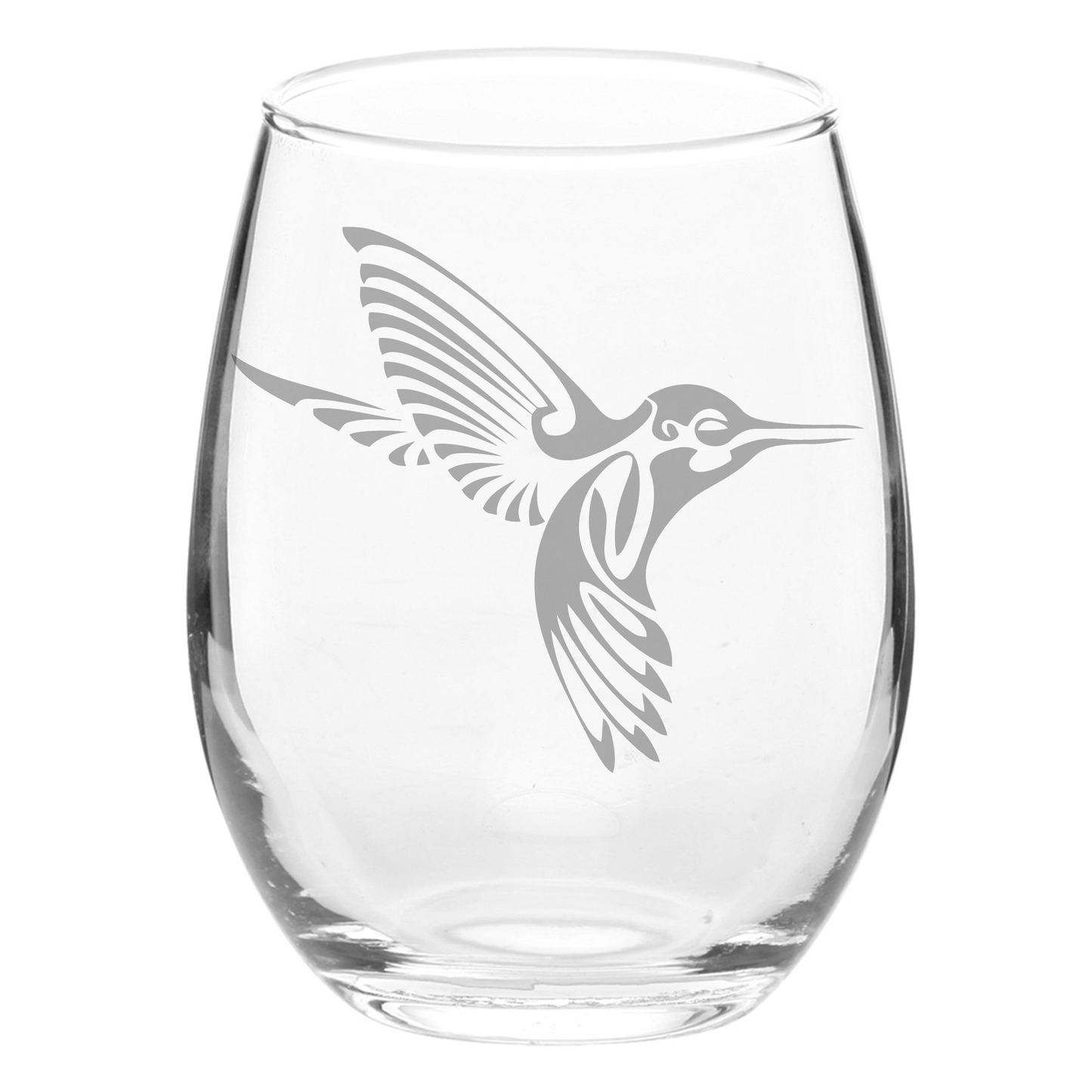 Etched Tribal Hummingbird Stemless Wine Glass 20.5oz - Expressive DeZien 